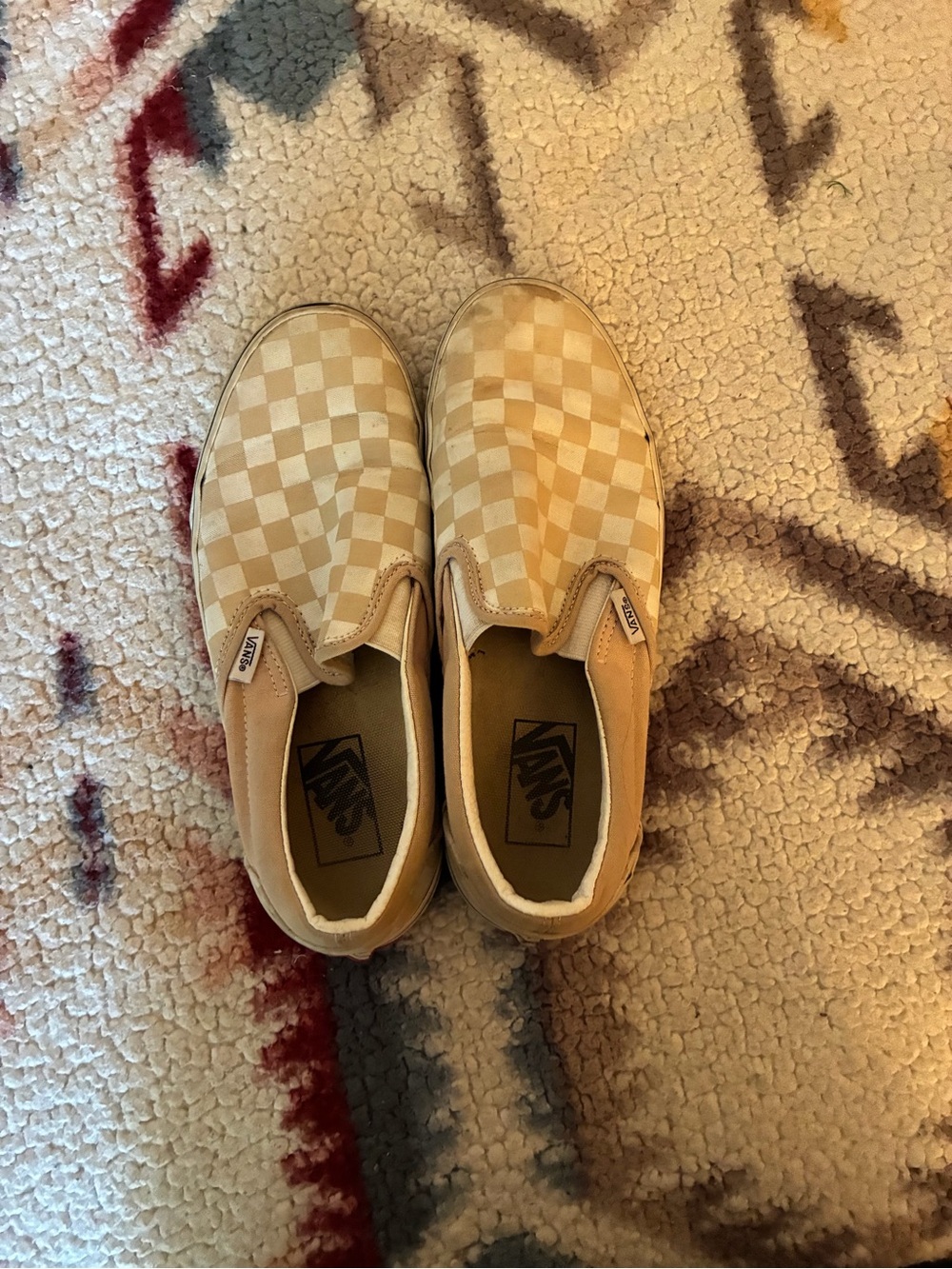 Vans Kids Slip-On Checkerboard Sneakers - Beige/Cream